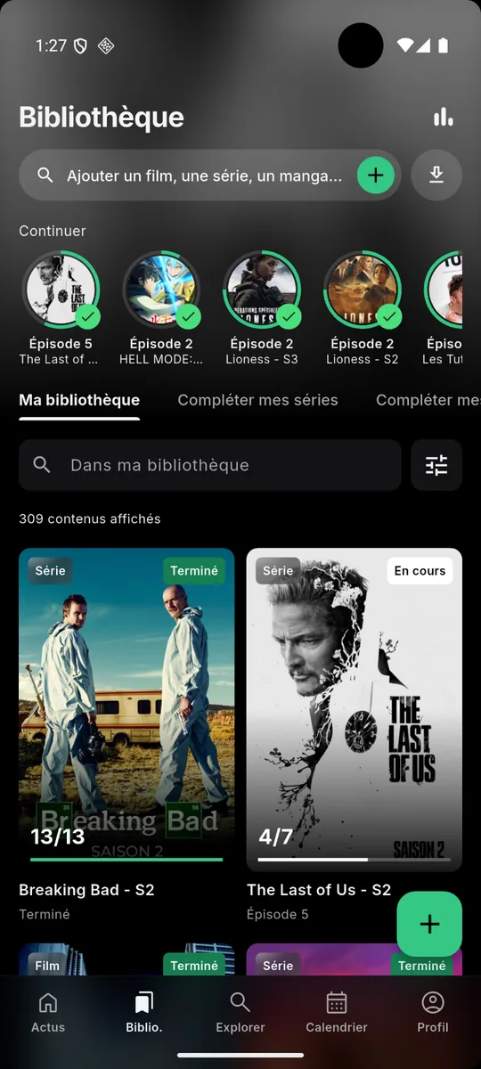 Écran Bibliothèque
