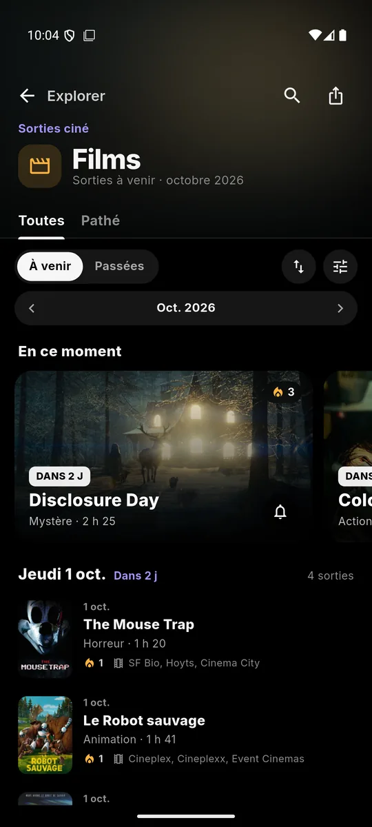 Catalogue des films