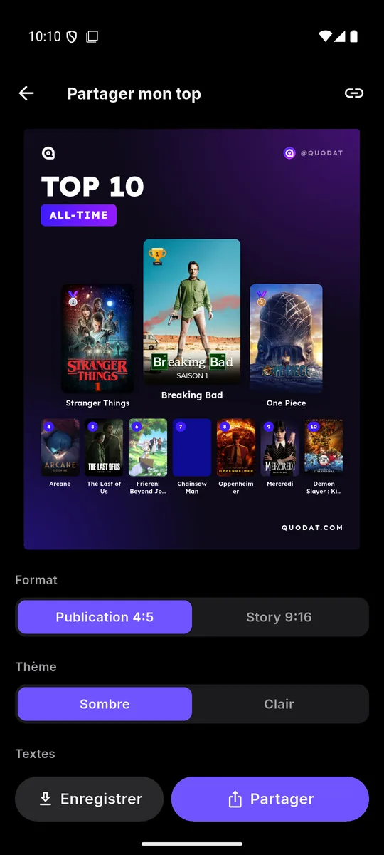 Partage du Top 10
