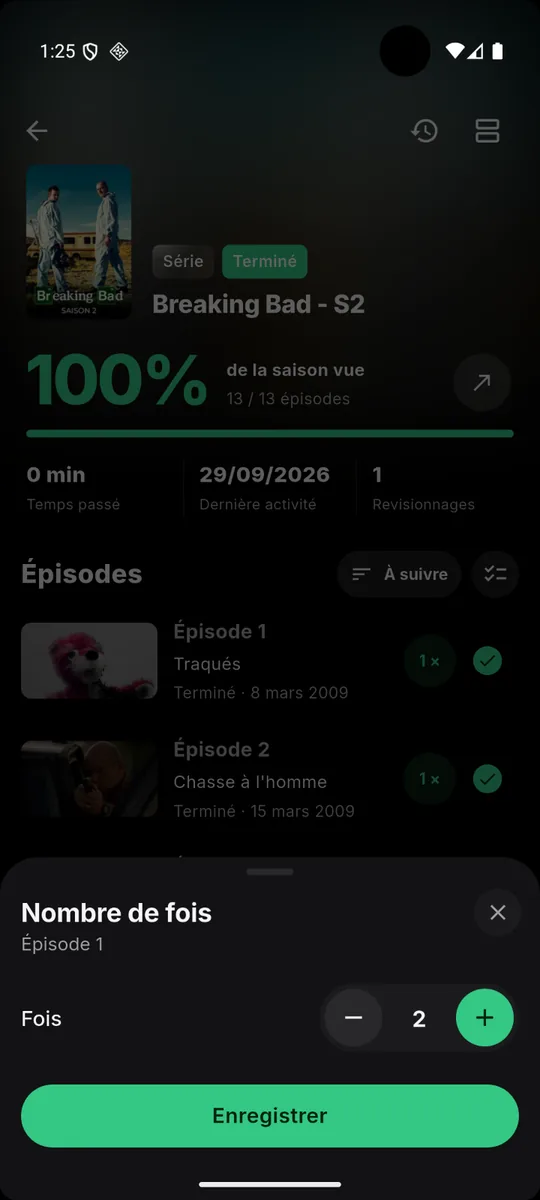 Nombre de visionnages d’un épisode